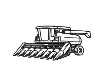Combine Corn Header Outline Machine Embroidery Design | 7 Sizes