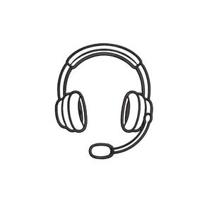 Headset Outline Machine Embroidery File Download | 9 Sizes