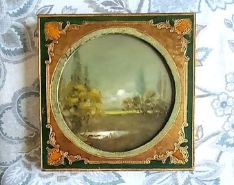 nocturn landscape painting in vintage florentine frame original oil ooak art NOT a print There's A Kind Of Hush