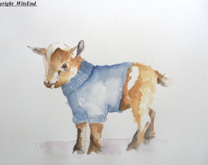 Pygmy Goat Painting Original Watercolor Nursery Art Baby Goat Etsy