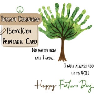 Father’s Day Printable Card | DIY Handprint Tree | Instant Download 10x15cm | Cute Gift from Kids | Personalize with Paint at Home