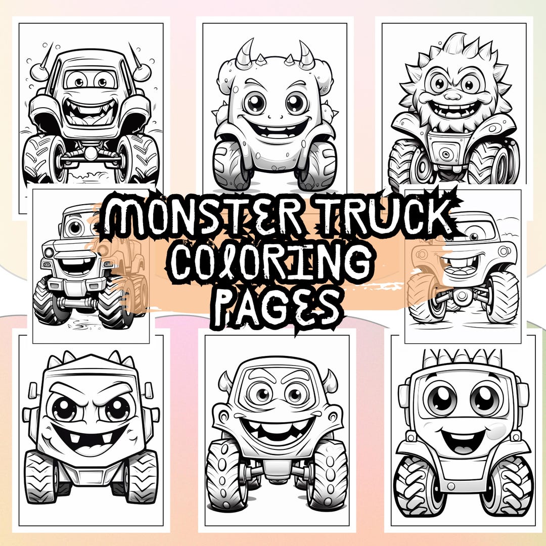 Monster Truck Coloring Pages Etsy