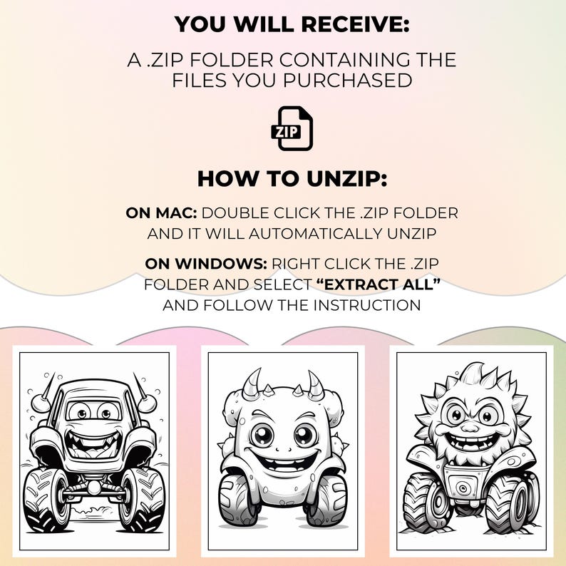 Monster Truck Coloring Pages Etsy