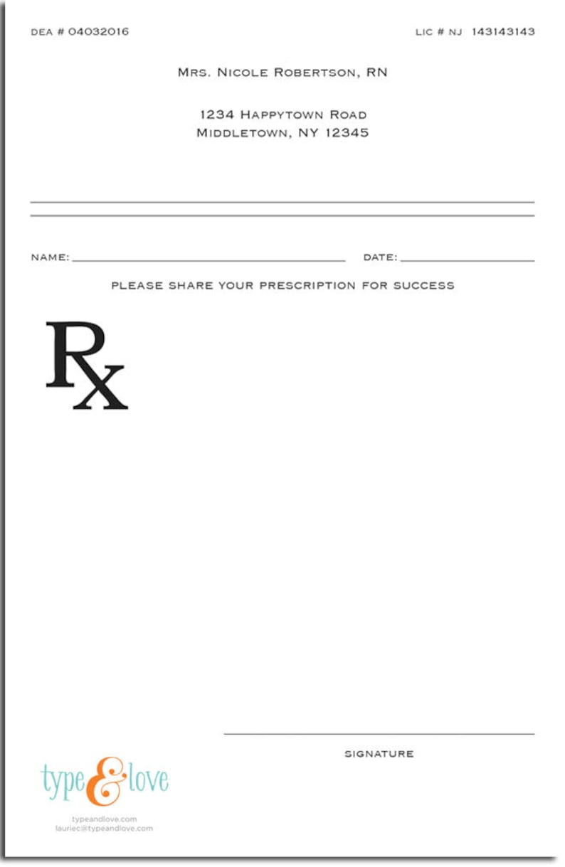 The Prescription for Success Unique Custom Prescription Pad Etsy
