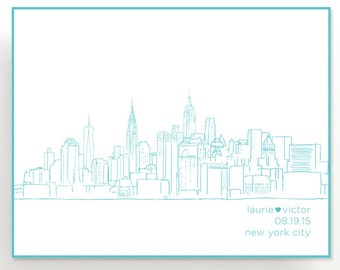 12x12 Canvas Gallery Wrap Personalized City Skyline Wall Art | Hand Drawn | Unique Gift Housewarming Wedding Bridal Shower Skyline