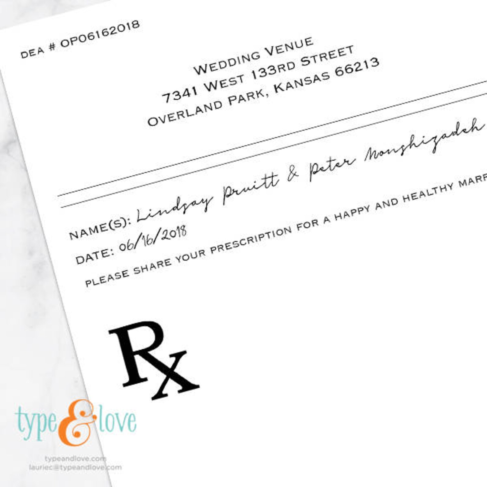 Prescription for Happy Marriage Unique Guestbook Idea Custom - Etsy