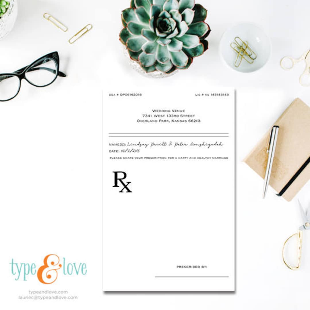 Prescription for Happy Marriage, Unique Guestbook Idea, Custom Note Pad ...