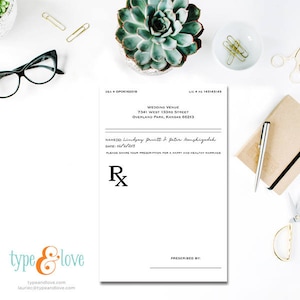 Prescription for Happy Marriage, Unique Guestbook Idea, Custom Note Pad - wedding, shower, party. Doctor, Nurse, Pharmacist, Bride, Groom