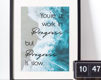 Funny Sarcastic Affirmations Poster: Humorous Ocean Wave Art