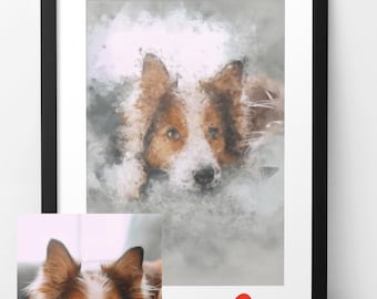 Custom Pet Portrait, Watercolor Art Print, Pet Loss Gift, Dog Cat Memorial Keepsake