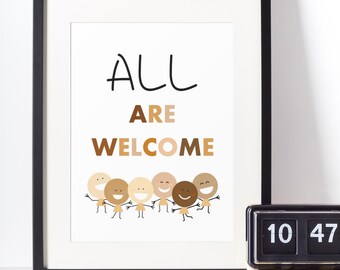 All Are Welcome Classroom Poster: Diversity & Inclusion Wall Art