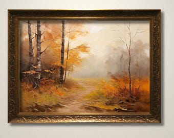 Herbst Wald Weg digitaler Kunst Druck, ruhige Herbst Landschaft Malerei, nebligen Wald Wand Kunst, Natur inspirierte Dekoration, Instant Download