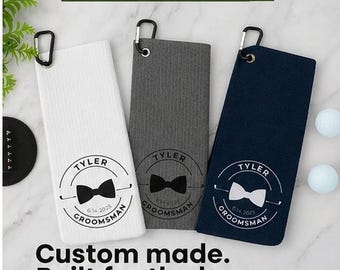 Custom Monogram Golf Towel, Personalized Golf Towel, Groomsmen Gift, Golf Bachelor Party Favor, Best Man Gift, Father's Day Golf Gift