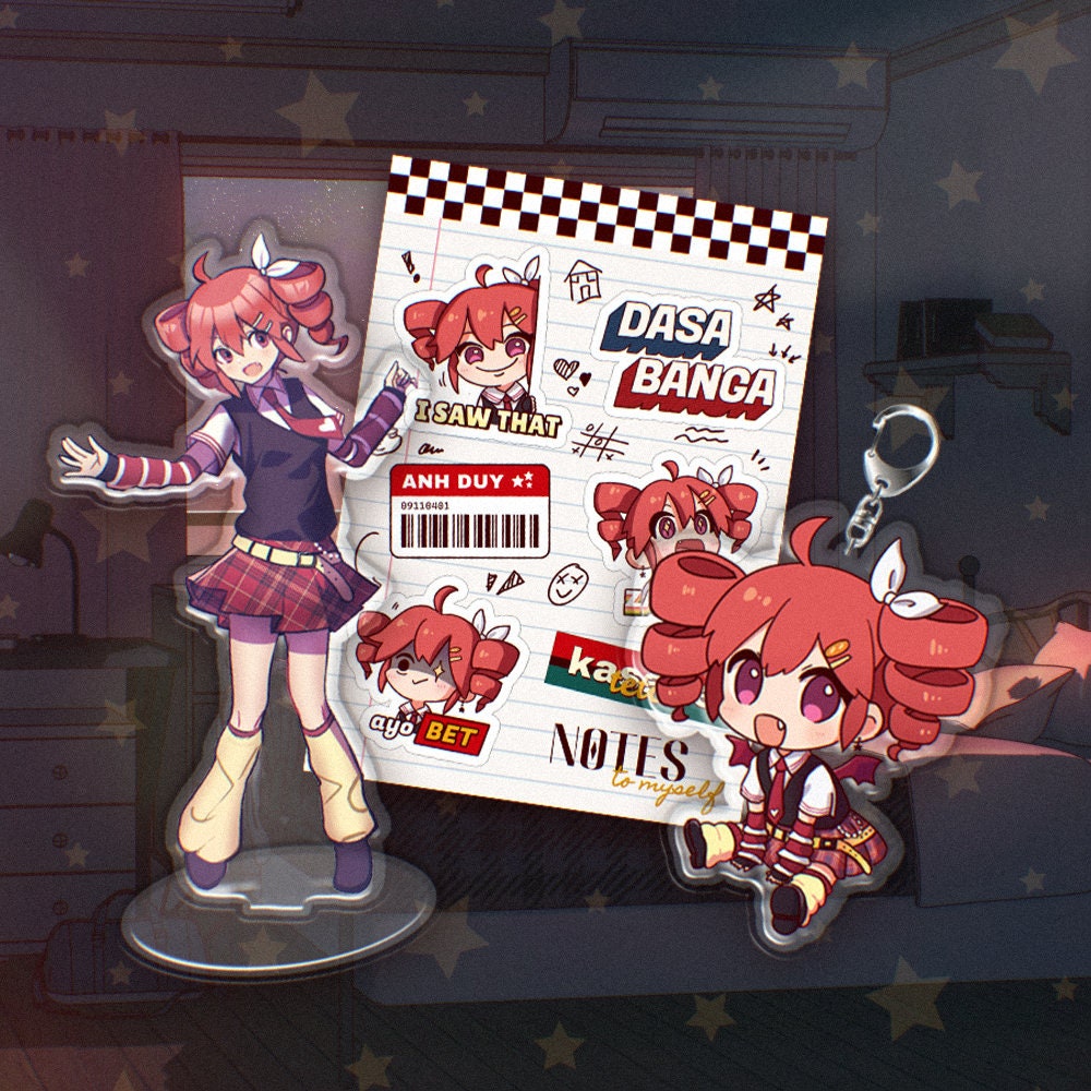 Kasane Teto/重音テト Merchandise Set (keychain, Standee, Sticker