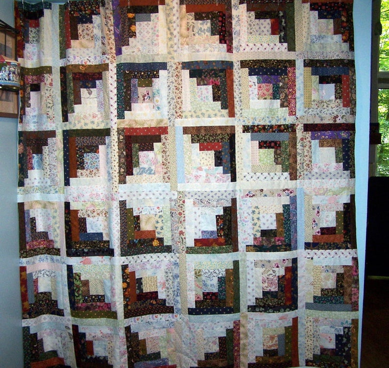 Patchwork Log Cabin Shower Curtain Etsy