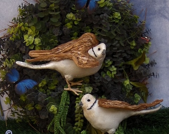 Primitive Dove Pair, Soft Sculpture Bird, Primitive Bird, Dove