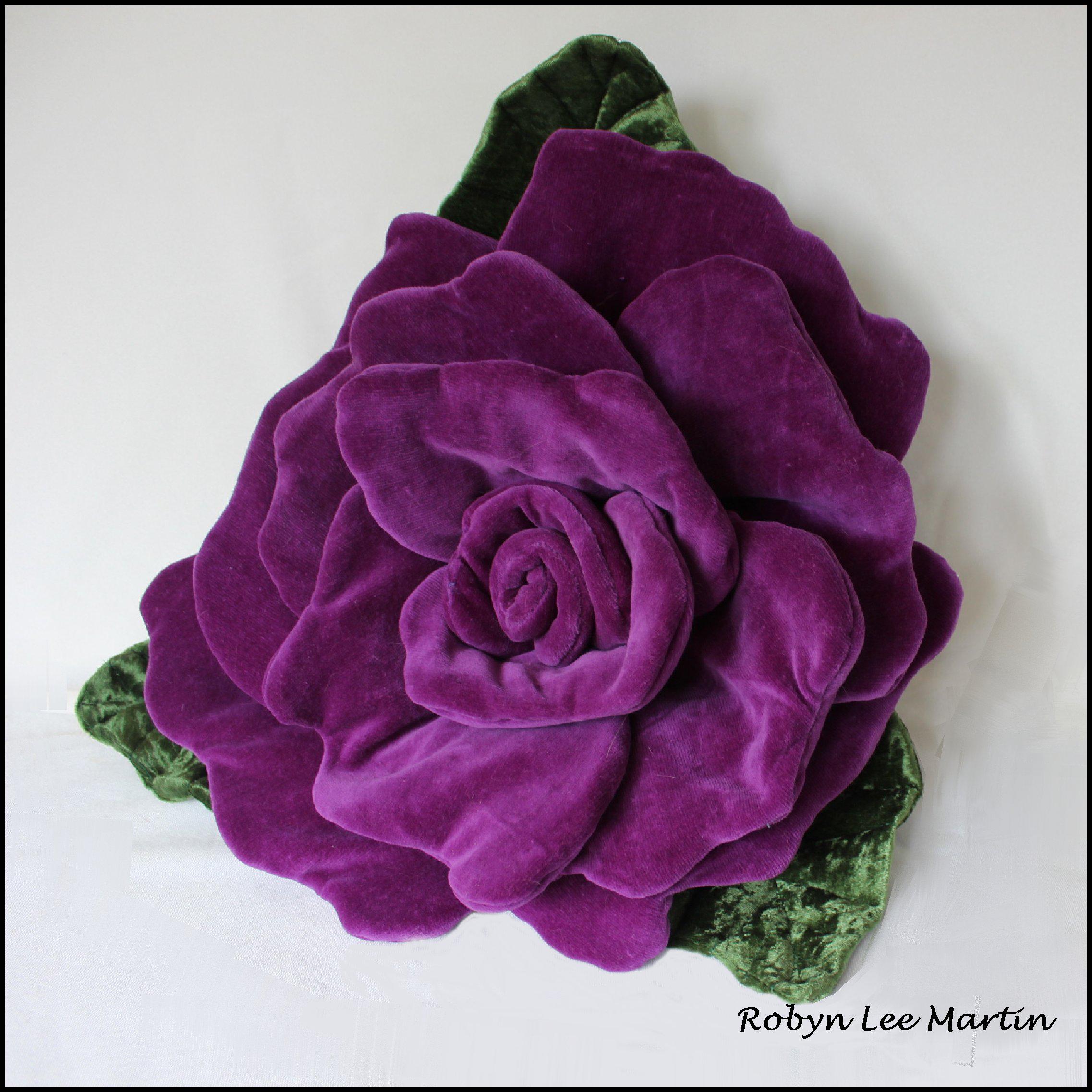 Handmade Purple Velour Rose Pillow: Flower Shaped Accent Pillow - Etsy