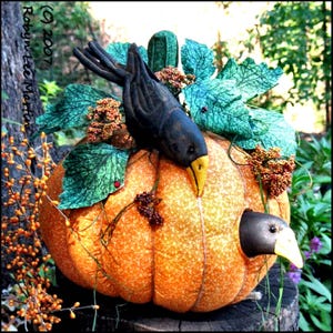 Primitive Fabric Pumpkin with Crows Sewing Pattern (Digital Download)