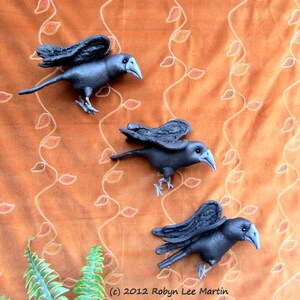 Crow Pattern, Primitive Crows, Wall Hanging, Soft Sculpture, Crow Doll, Crow image 3