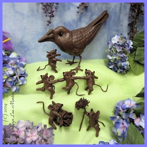 Primitive Fabric Mouse Digital Pattern, Fabric Crow Sewing Pattern,