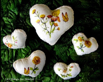 Fabric Iris Flowers Hearts Bowl Fillers,Tiered Tray Decor, Farmhouse Decor