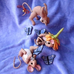 Primitive Mouse Pattern, Butterfly, Soft Sculpture Mouse Doll image 4