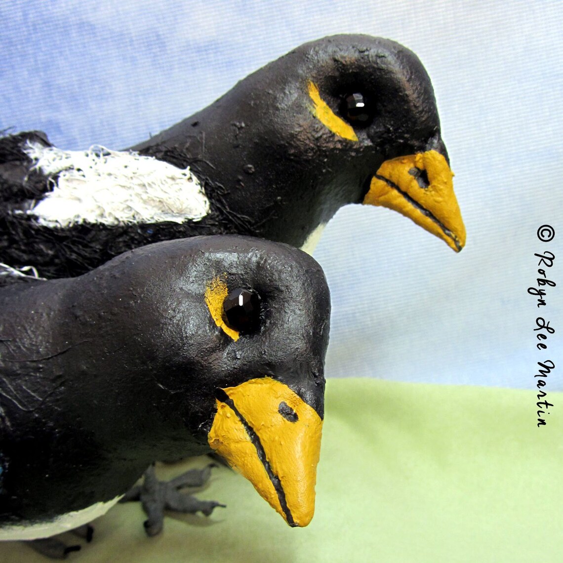 Soft Sculpture Magpie Bird Pair | Etsy