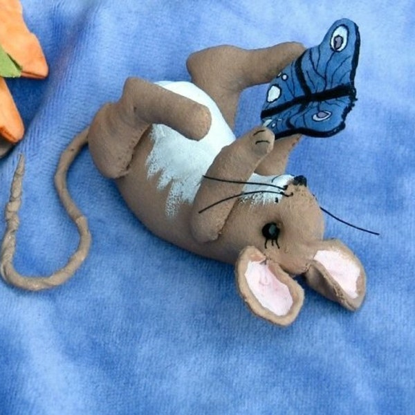 Primitive Mouse Pattern, Butterfly, Soft Sculpture Mouse Doll