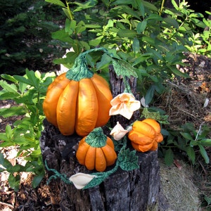 Fabric Pumpkin Pattern, Digital Pattern, Primitive Pumpkin, Fabric Blossom, Pumpin Vines, Fabric Flower Bud