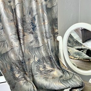Luxury Custom Silver Grey Modern Blackout Curtains for living room or bedroom, high quality window treatment drape 1 PCS