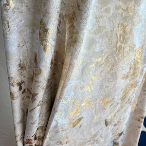 Luxury Modern Gold beige jacquard bohemian boho curtains for bedroom or living room, high quality window drape panel 1 PCS