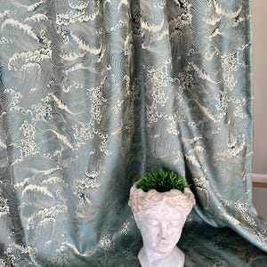 Cortinas boho jacquard modernas azuis de luxo para sala de estar ou quarto, painéis de cortina de janela de alta qualidade com folhas douradas bordadas 1 peça