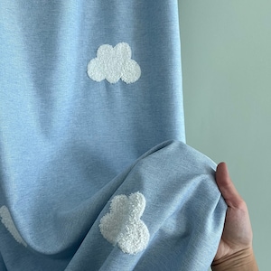 Cortinas modernas con dibujos animados para niños, con nubes azules, para habitación de niños, sala de estar, dormitorio, cortinas semiopacas, 1 unidad
