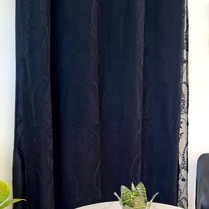 Blackout Double layer Black Lace Vintage Curtain, Romantic Gothic Victorian Halloween custom window panels for Living Room, Bedroom 1 PCS