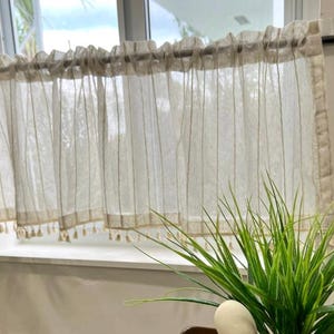 Cafe striped short curtain for kitchen or bathroom, Farmhouse cotton country rustic  windows drapery panel 1 PCS