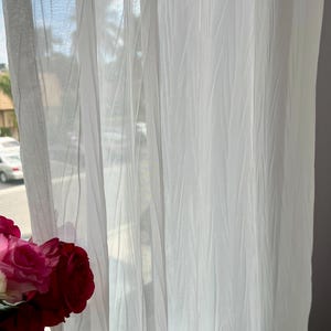 White modern chiffon tulle, sheer soft crepe curtains for kitchen or living room, window voile panels 1 PCS