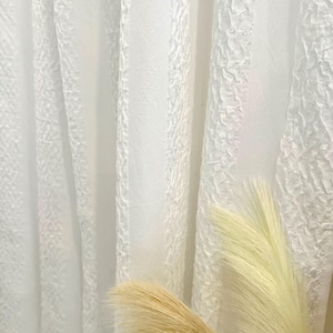 White sheer tulle curtains for kitchen or dining or living room, custom high quality window screen drapes panel with stripes 1 PCS