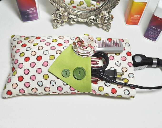 Fabric Flat Iron Travel Case With Fabric Hair Clip Etsy