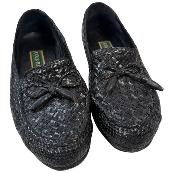 Cole Haan Black Woven Leather Slip-On Loafers Cole Haan Black Woven Leather Slip-On Loafers Made In Brazil  main image 2