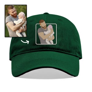 Individuell bestickter Hut | Foto-Porträt-Design | Weihnachtsgeschenk für die Familie