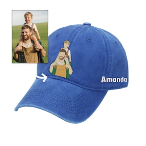 Custom Embroidered Portrait Dad Hat - Personalized Cotton Gift for Father’s Day Birthday Christmas Men Women Handmade Unique Photo