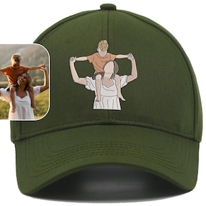 Custom Embroidered Hat | Family Portrait Photo | Christmas Gift for Parents