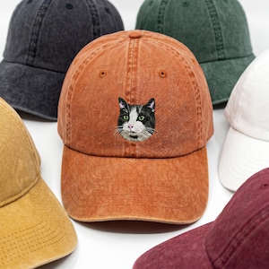 Custom Pet Photo Hat, Embroidered Dog Portrait Cap, Personalized Gift for Pet Lovers