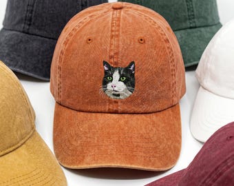 Custom Pet Photo Hat, Embroidered Dog Portrait Cap, Personalized Gift for Pet Lovers