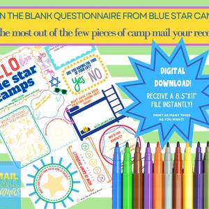 CUESTIONARIO DE CARTAS DIVERTIDAS Plantilla para completar el espacio en blanco - Para Blue Star Camps
