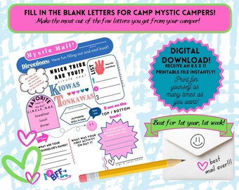QUESTIONNAIRE LETTER FUN Fill in the Blank Template - Camp Mystic Girls, Bests for First Year and First Week!