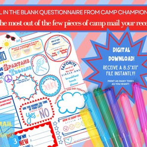 CUESTIONARIO DE CARTAS DIVERTIDAS Plantilla para completar el espacio en blanco - Para campeones del campamento
