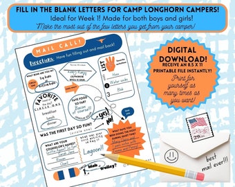 Summer Camp Mail Letter Template Printable Camp Longhorn Week 1