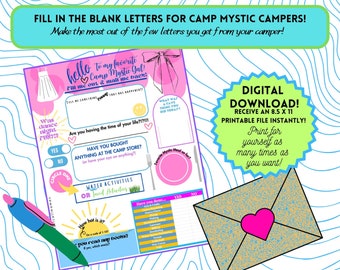 QUESTIONNAIRE LETTER FUN Fill in the Blank Template - Camp Mystic Girls Any week!
