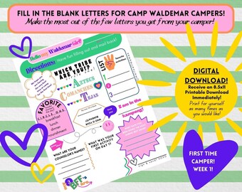 QUESTIONNAIRE LETTER FUN Fill in the Blank Template - Camp Waldemar Girls, Bests for First Year and First Week!